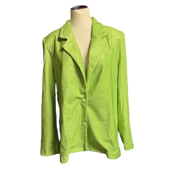 NWT - ASOS Luxe Green Shimmer Blazer Jacket  Size M - Picture 1 of 11